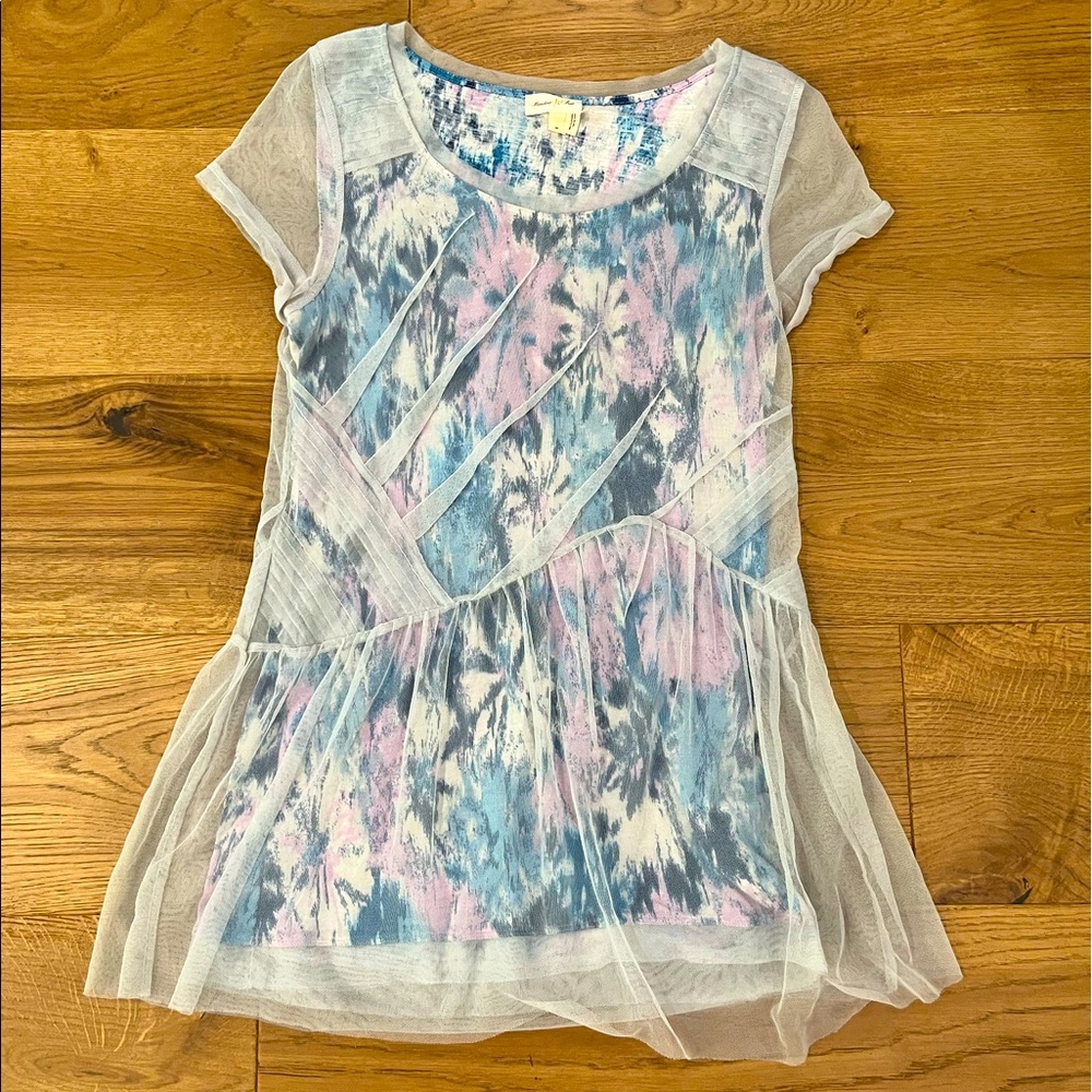 Anthro mesh overlay romantic top